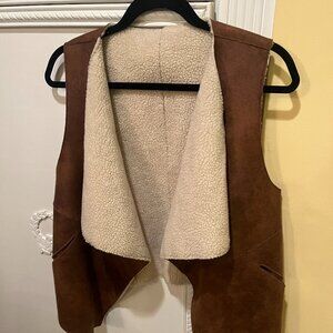 Faux Suede Leather Sherpa Vest by AQUA in Size S